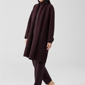 Maroon Eileen Fisher Lightweight Boiled Wool Coat in Responsible